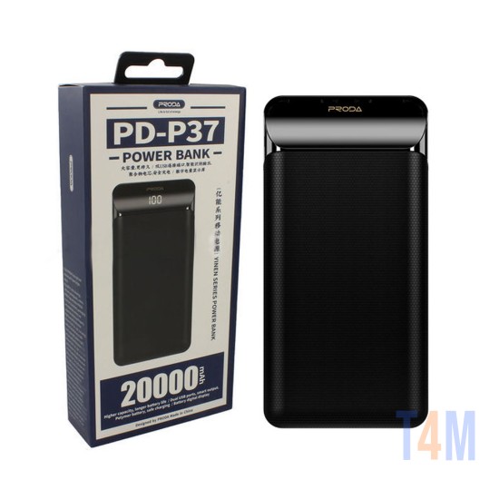 PRODA POWER BANK PD-P37 WITH DUAL OUTPUTS WITH LED 20000MAH BLACK